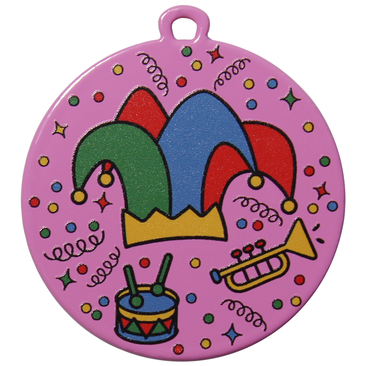 Carnavals Medaille Roze met Narrenhoed 50mm