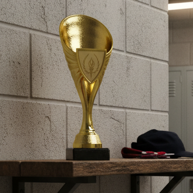 Goudkleurige Trofee met Marmeren Voet