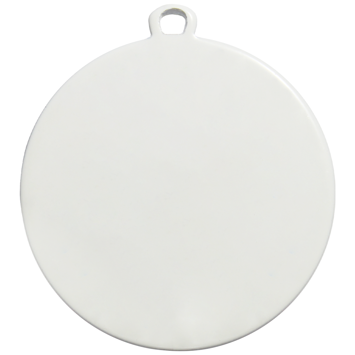 Witte metalen medaille van 50 mm met mogelijkheid tot full-colour UV-personalisatie.