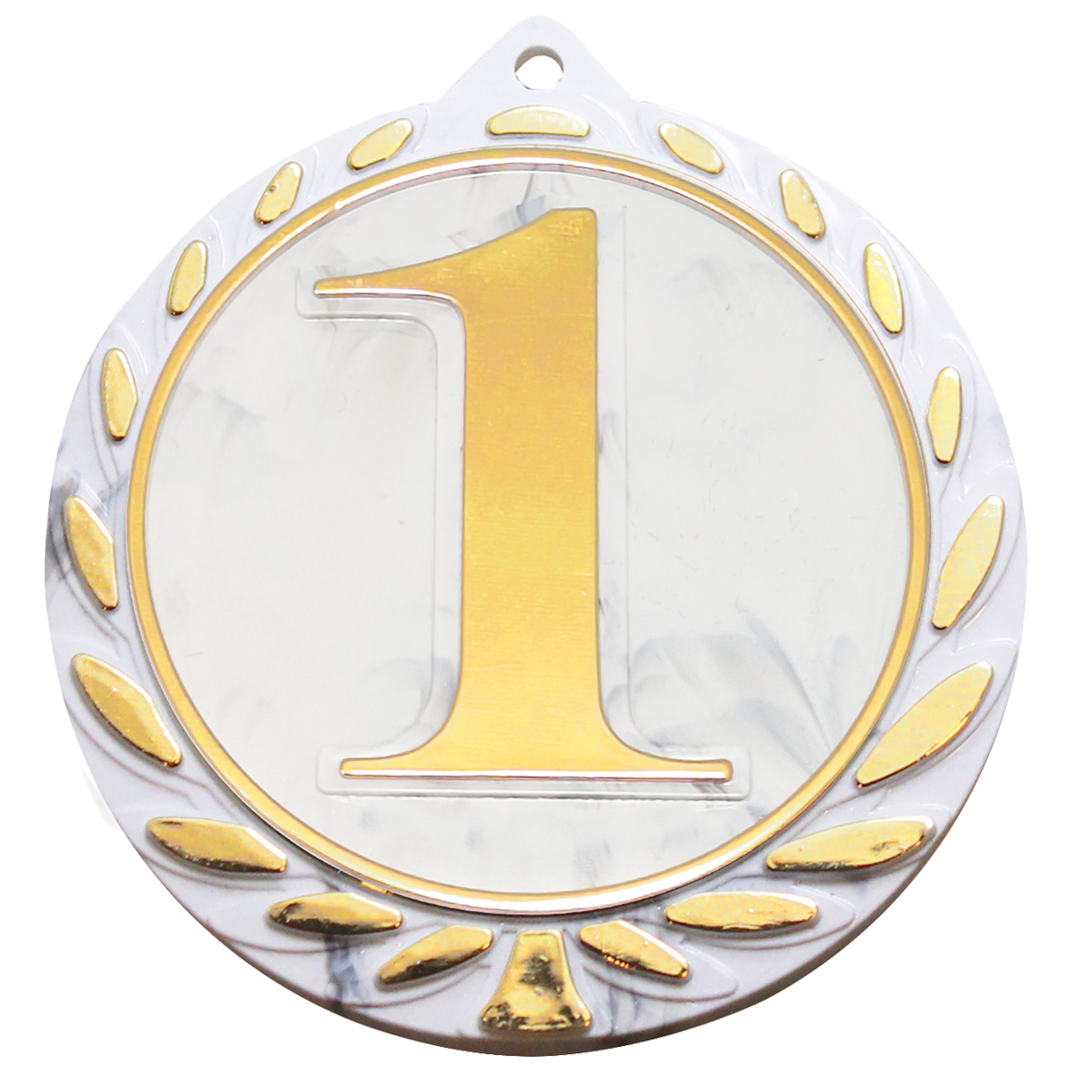Duurzame podium medaille van gerecycled plastic met nummer 1, 2 of 3 en goud, zilver of brons accent