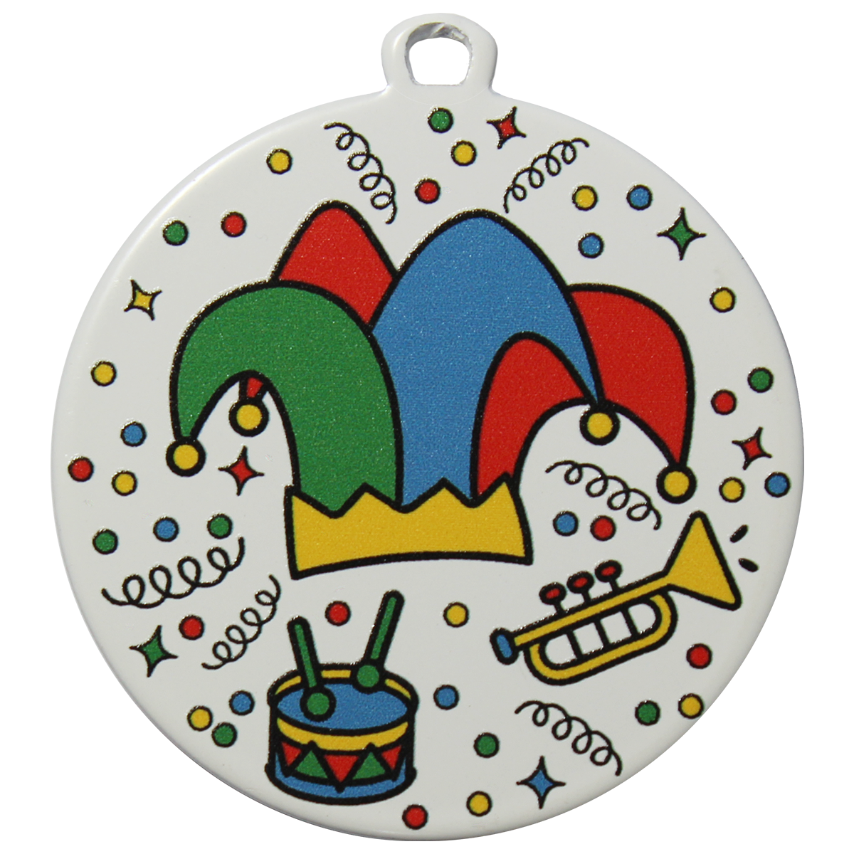 Carnavals Medaille wit met Narrenhoed  50mm