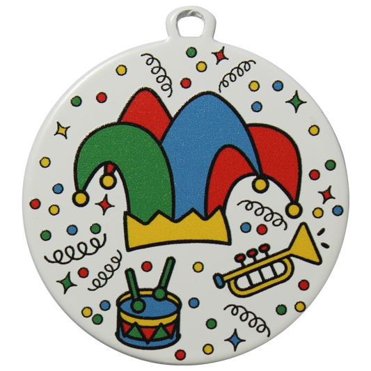 Carnavals Medaille wit met Narrenhoed  50mm