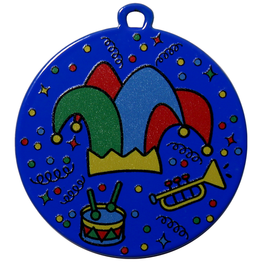 Carnavals Medaille blauw met Narrenhoed  50mm
