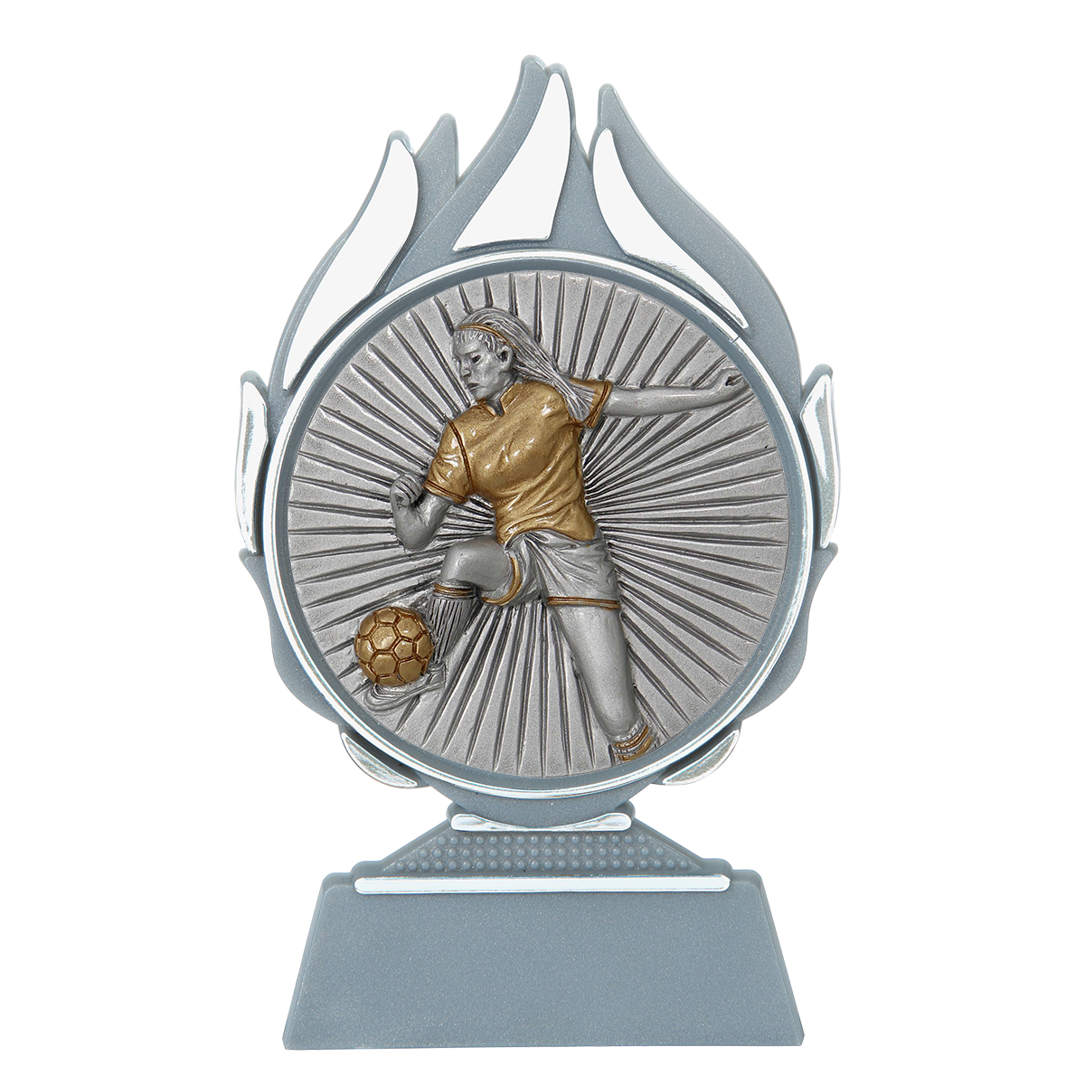 Dames Voetbal Trofee met Resin Schijf 13,5 cm