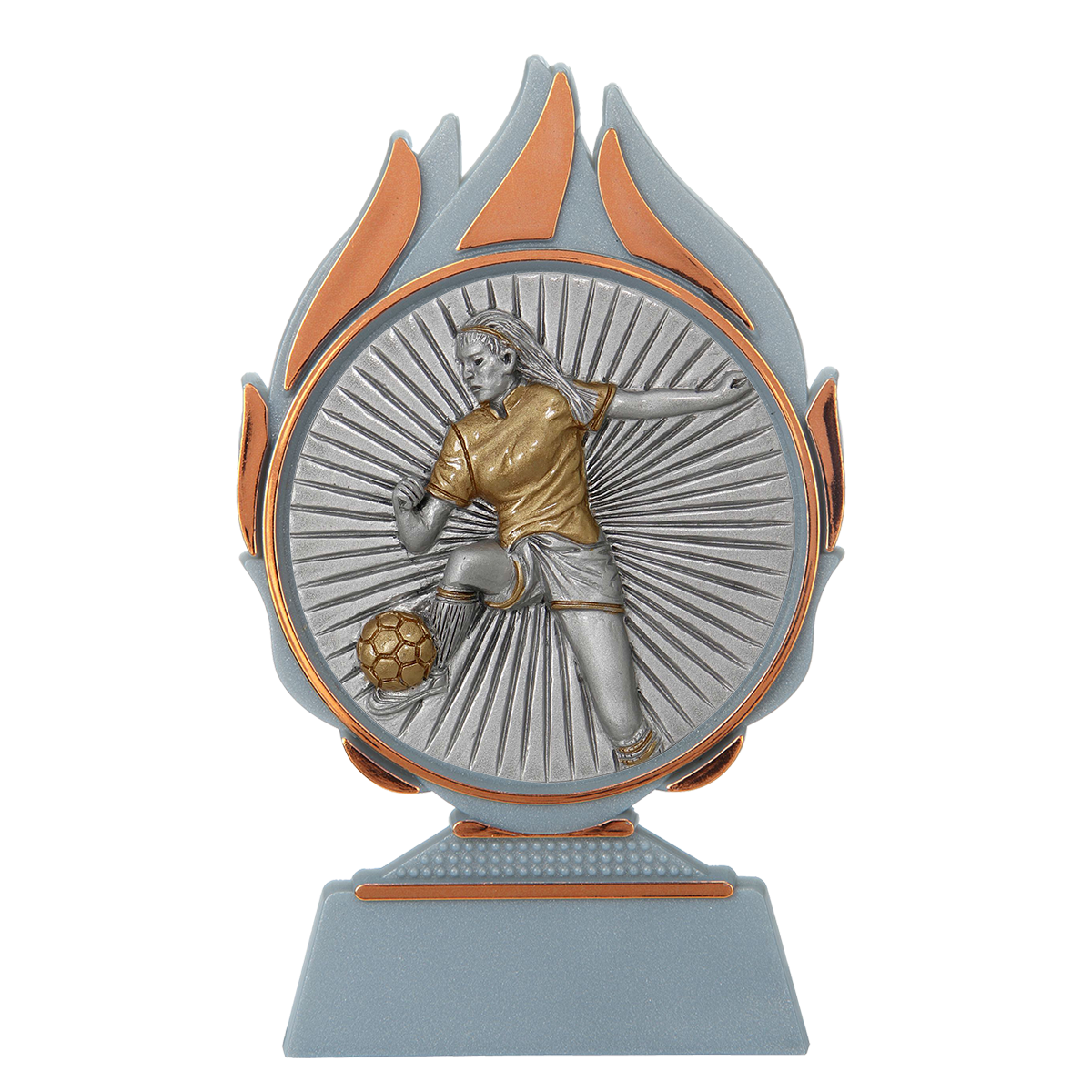 Dames Voetbal Trofee met Resin Schijf 13,5 cm
