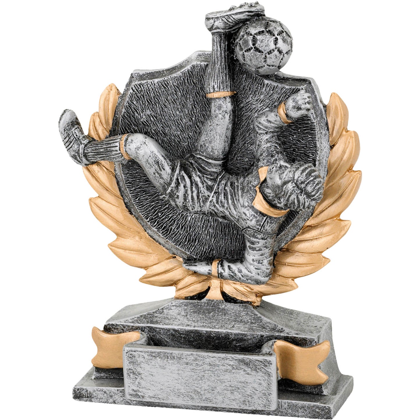 Voetbal omhaal Trofee met Voetballer 12 cm