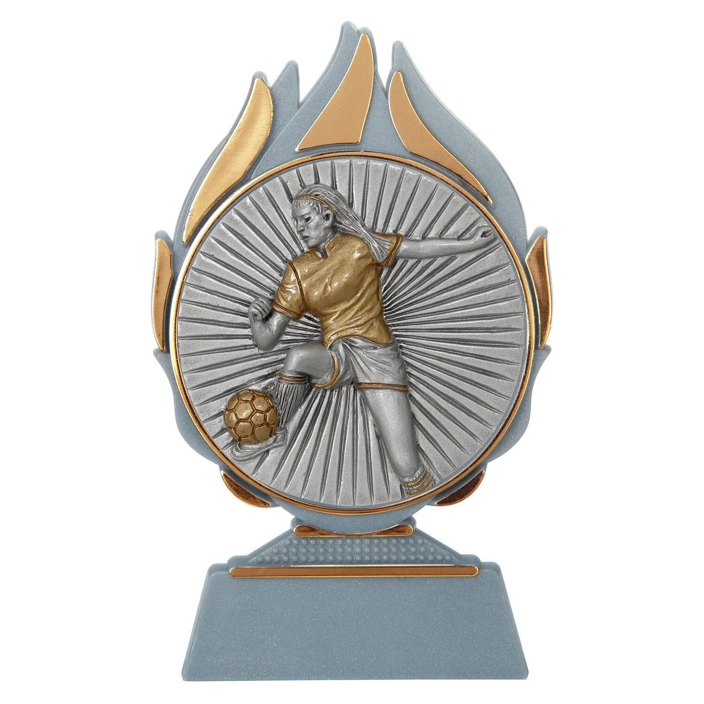 Dames Voetbal Trofee met Resin Schijf 13,5 cm