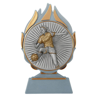Dames Voetbal Trofee met Resin Schijf 13,5 cm