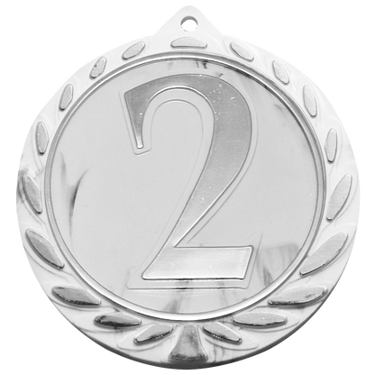 Duurzame podium medaille van gerecycled plastic met nummer 1, 2 of 3 en goud, zilver of brons accent