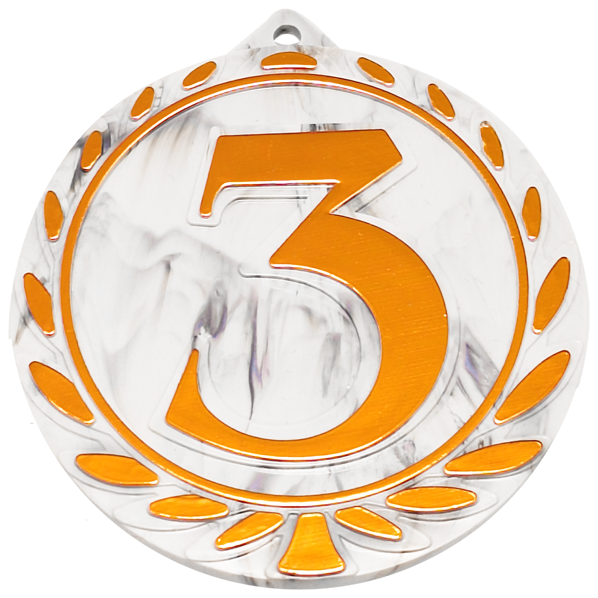 Duurzame podium medaille van gerecycled plastic met nummer 1, 2 of 3 en goud, zilver of brons accent
