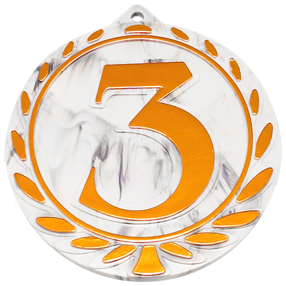 Duurzame podium medaille van gerecycled plastic met nummer 1, 2 of 3 en goud, zilver of brons accent